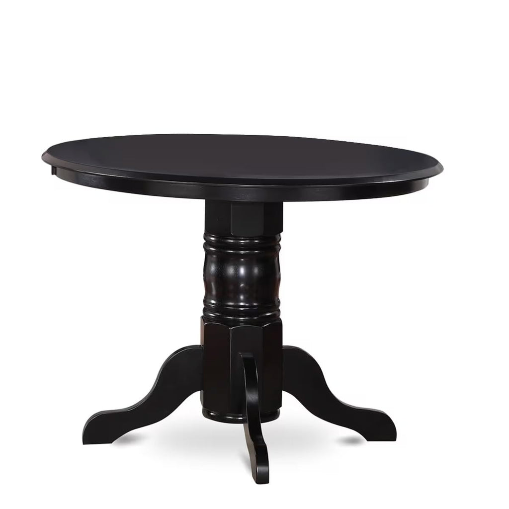 5 Piece Round Dining Table Set with 4 Black Faux Leather Chairs Y272