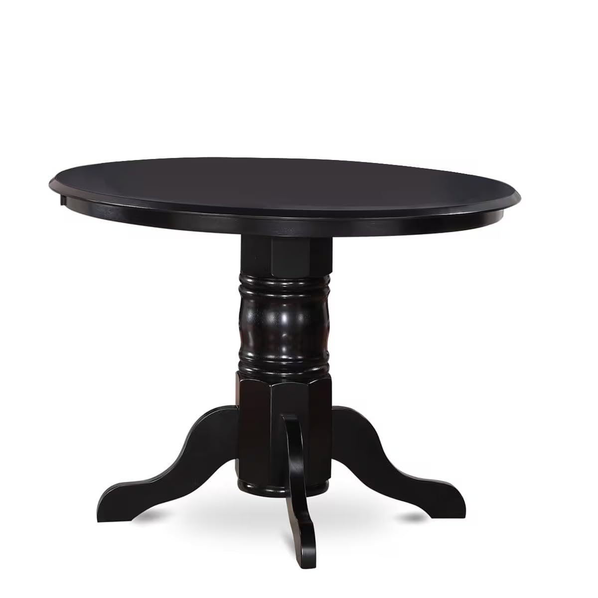 5 Piece Round Dining Table Set with 4 Black Faux Leather Chairs Y272