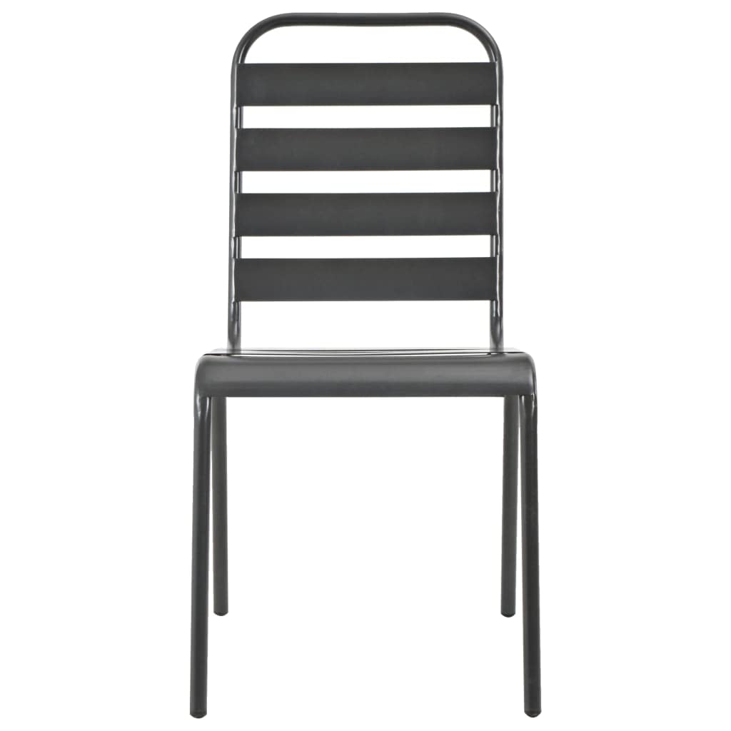 Dark Grey Powder-Coated Steel Stacking Outdoor Chairs 4-Pack N533174