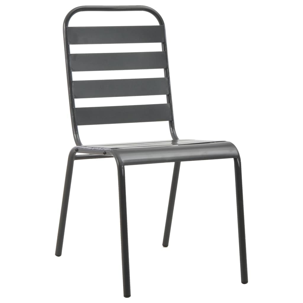 Dark Grey Powder-Coated Steel Stacking Outdoor Chairs 4-Pack N533174