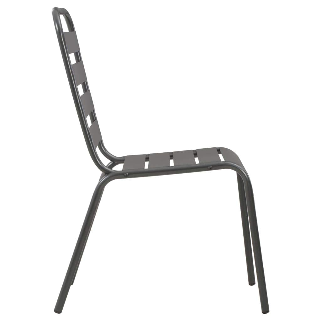 Dark Grey Powder-Coated Steel Stacking Outdoor Chairs 4-Pack N533174