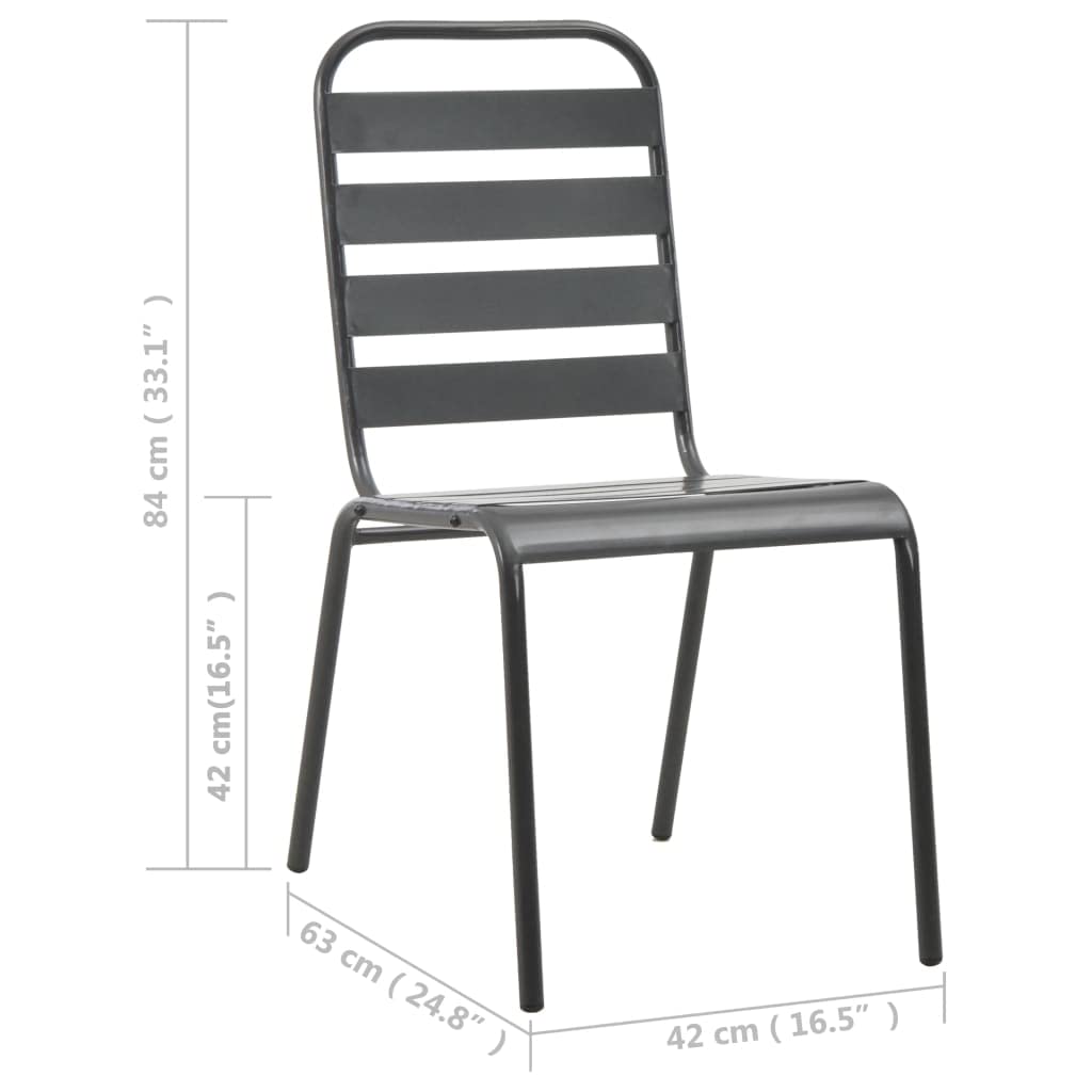 Dark Grey Powder-Coated Steel Stacking Outdoor Chairs 4-Pack N533174