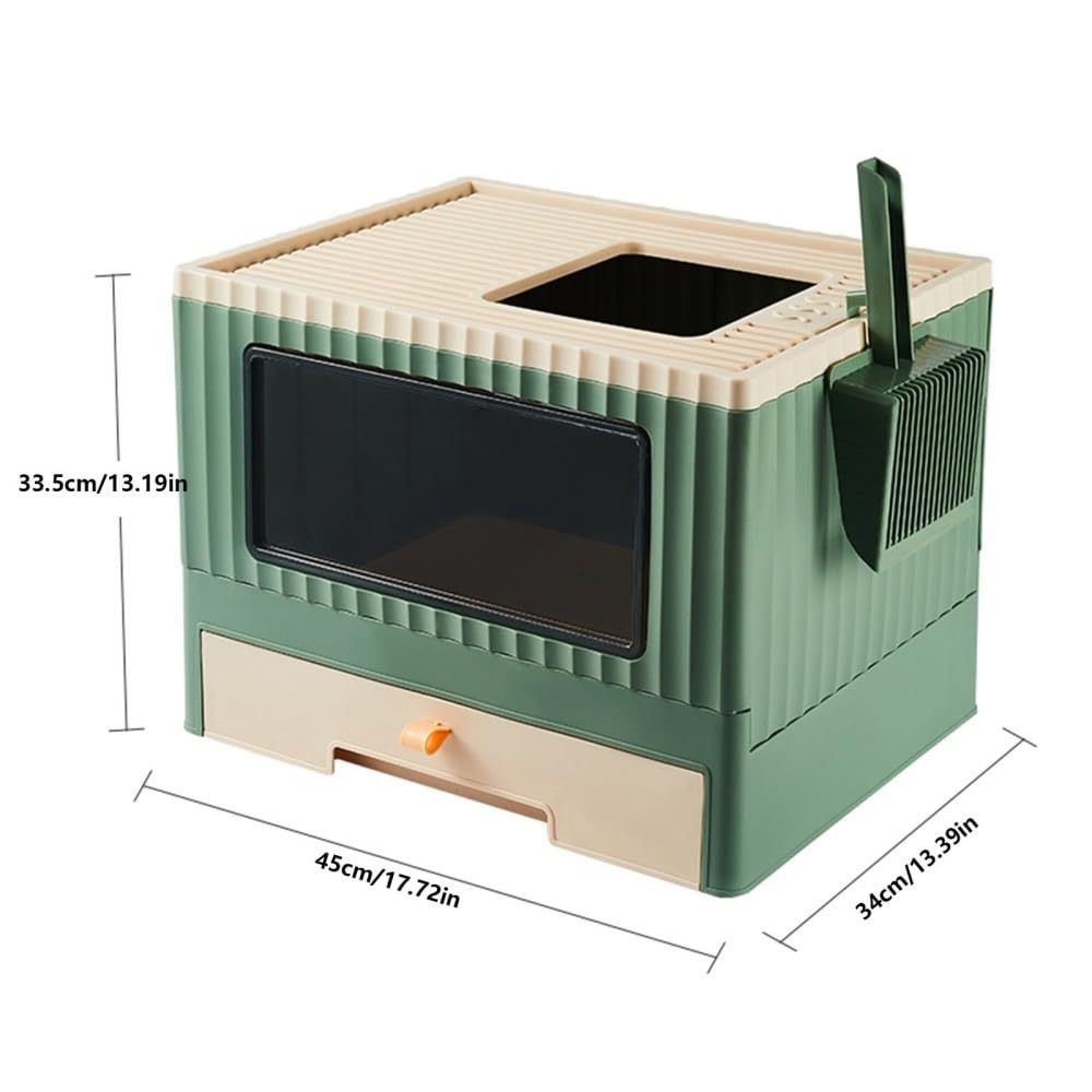 Foldable Top Entry Cat Litter Box with Lid Y402614