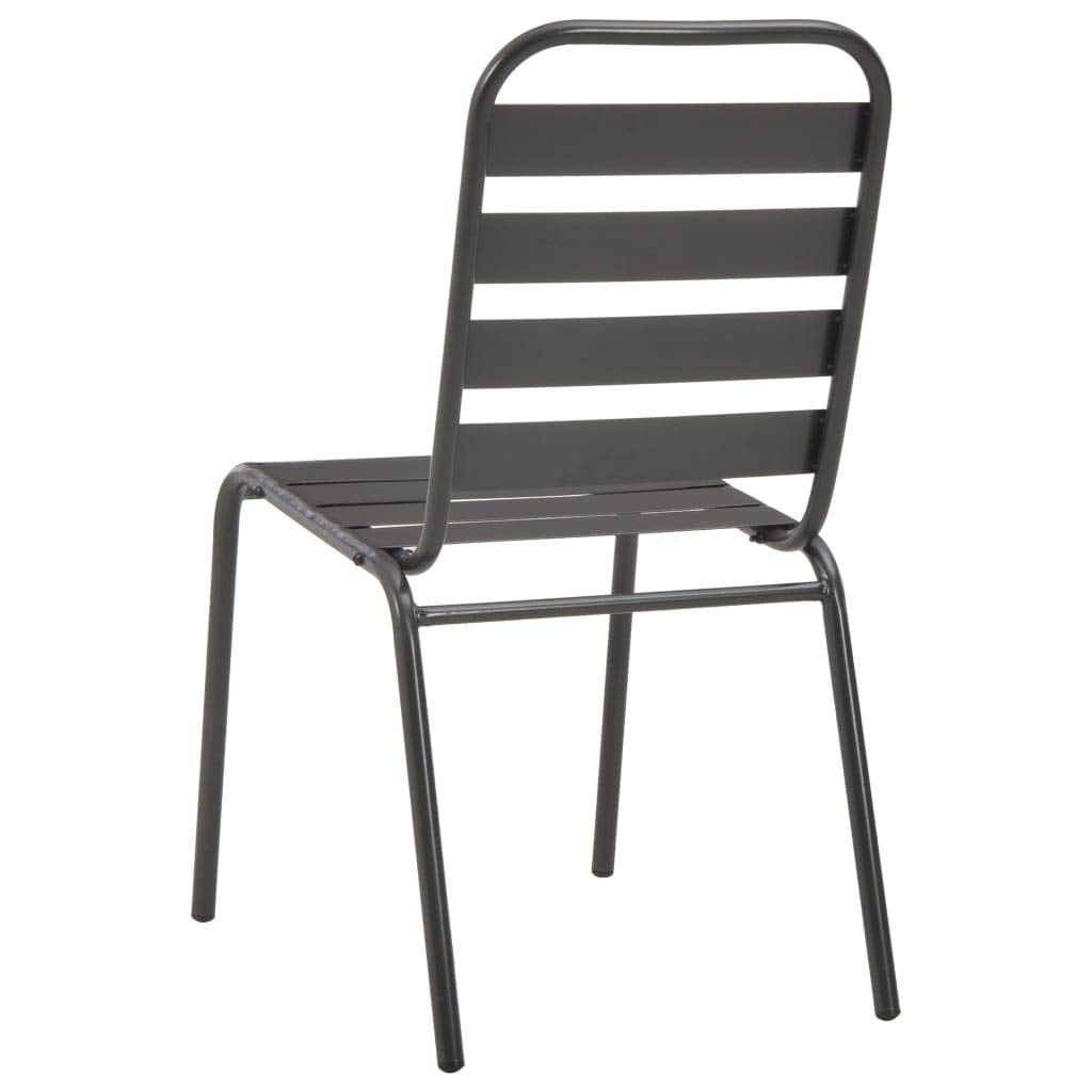 Dark Grey Powder-Coated Steel Stacking Outdoor Chairs 4-Pack N533174