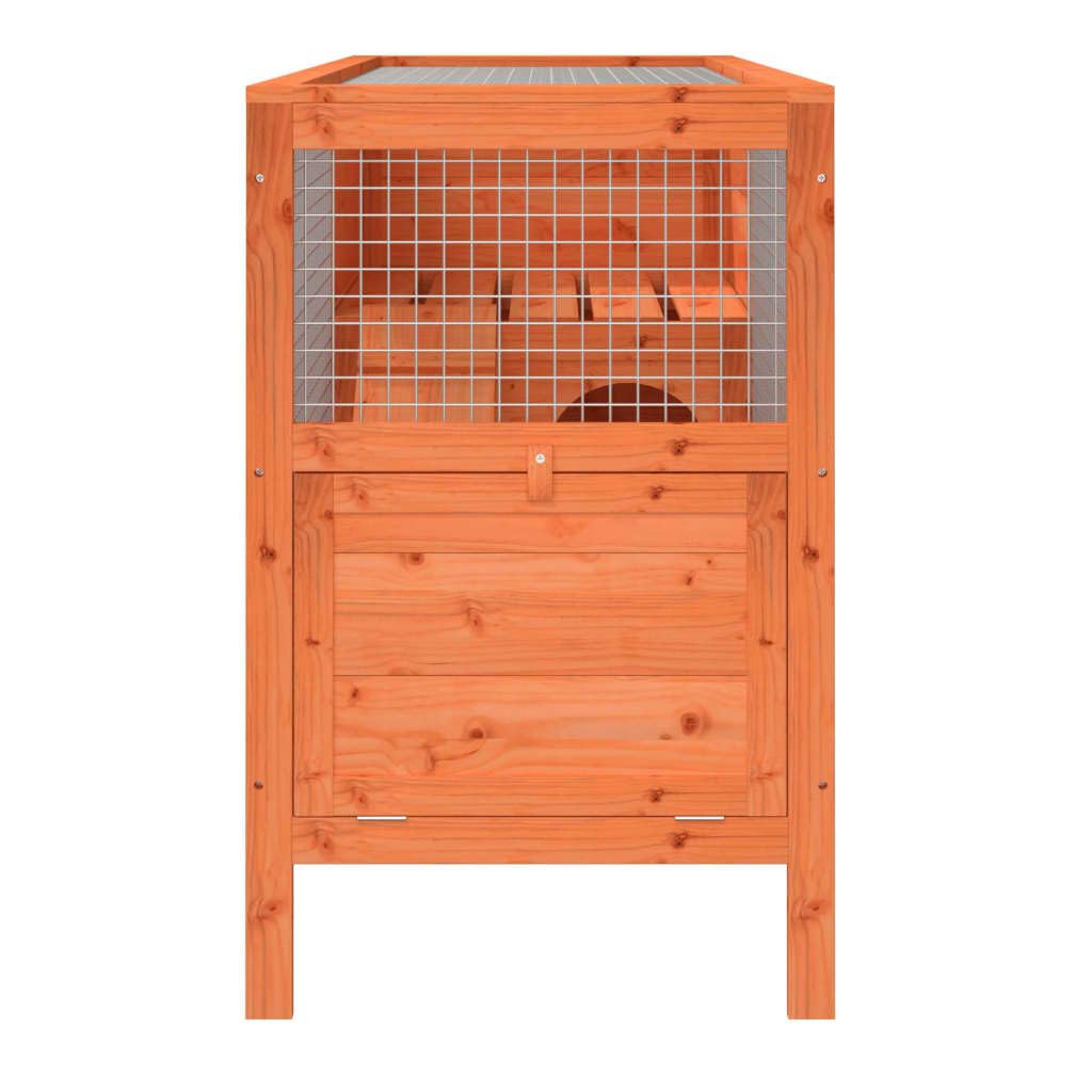 Solid Wood Pine Rabbit Hutch 2 Tier with Wire Mesh Walls and Ramp Z5402