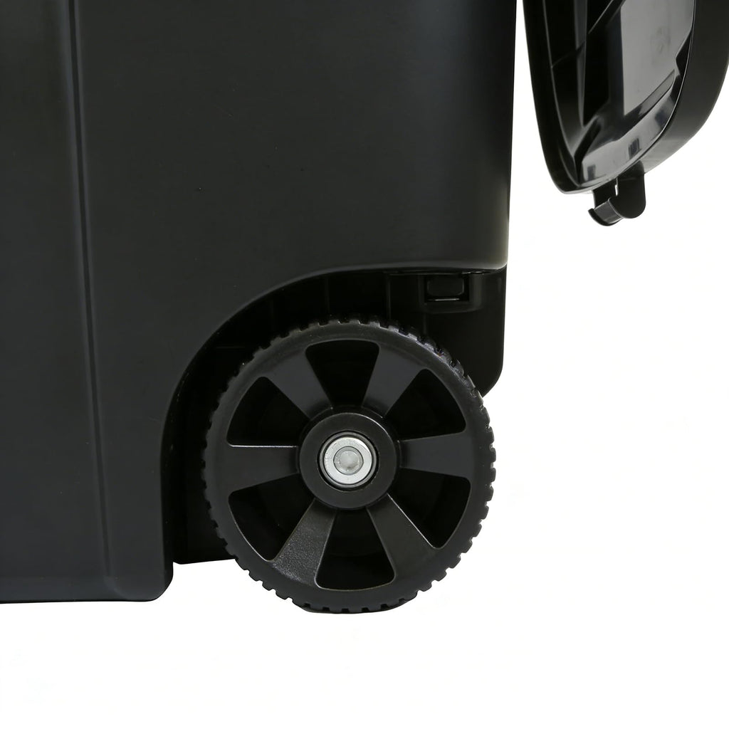 32 Gallon Plastic Outdoor Trash Can with Lid & Wheels J67889