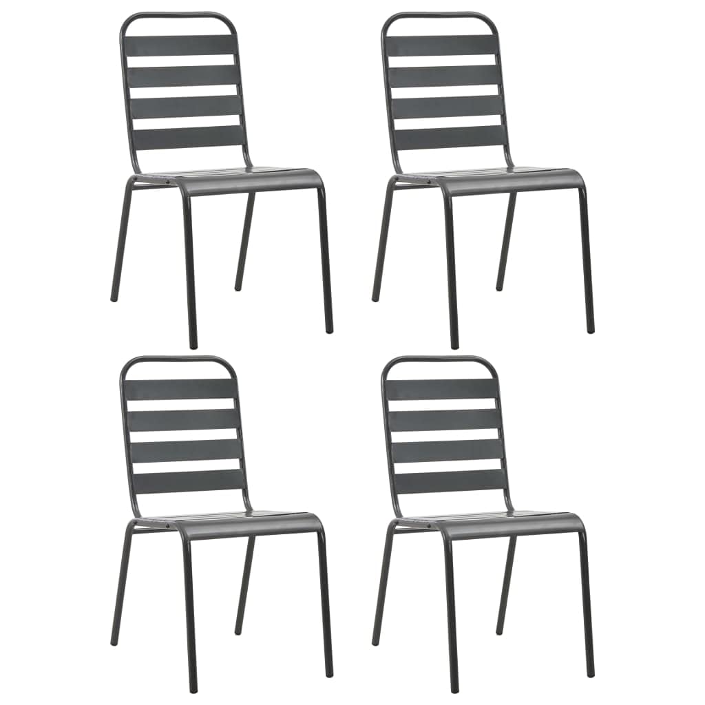 Dark Grey Powder-Coated Steel Stacking Outdoor Chairs 4-Pack N533174