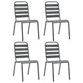 Dark Grey Powder-Coated Steel Stacking Outdoor Chairs 4-Pack N533174