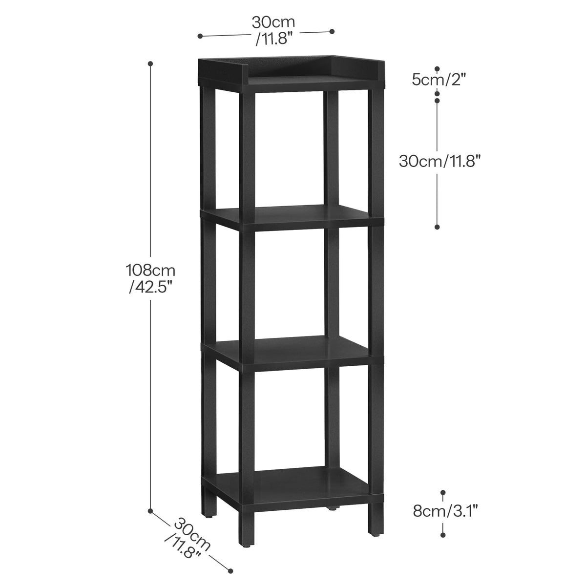 Black 4-Tier Wooden Bookcase Q2296