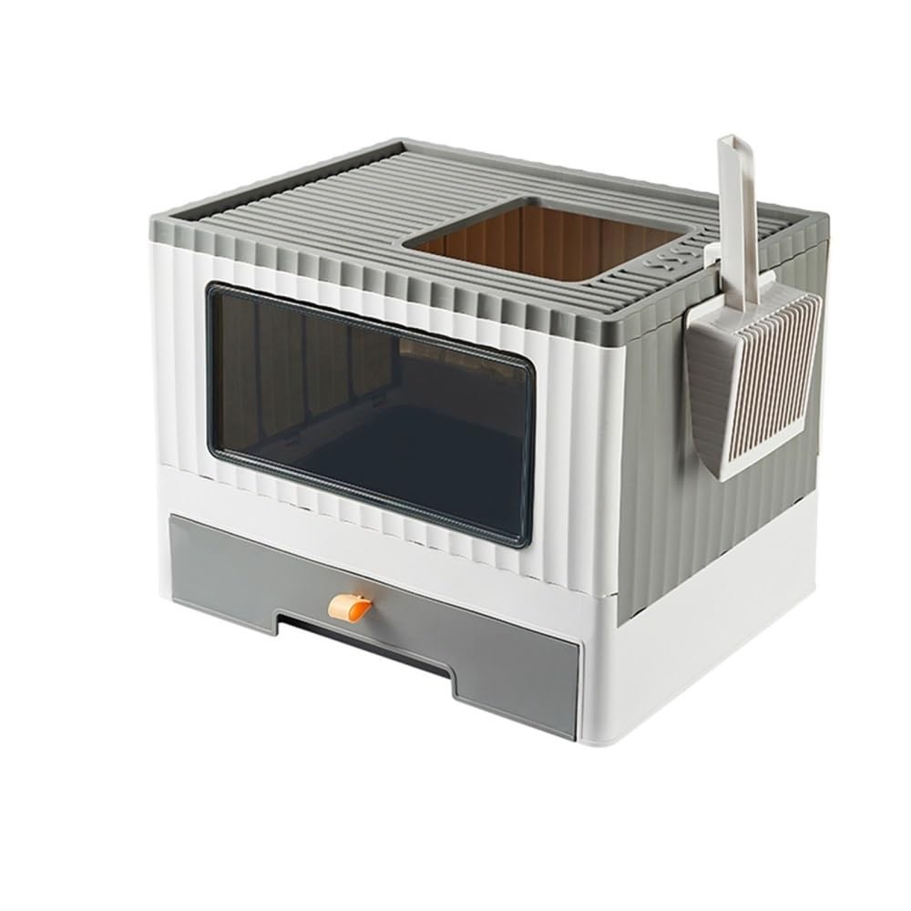 Foldable Top Entry Cat Litter Box with Lid Y402614