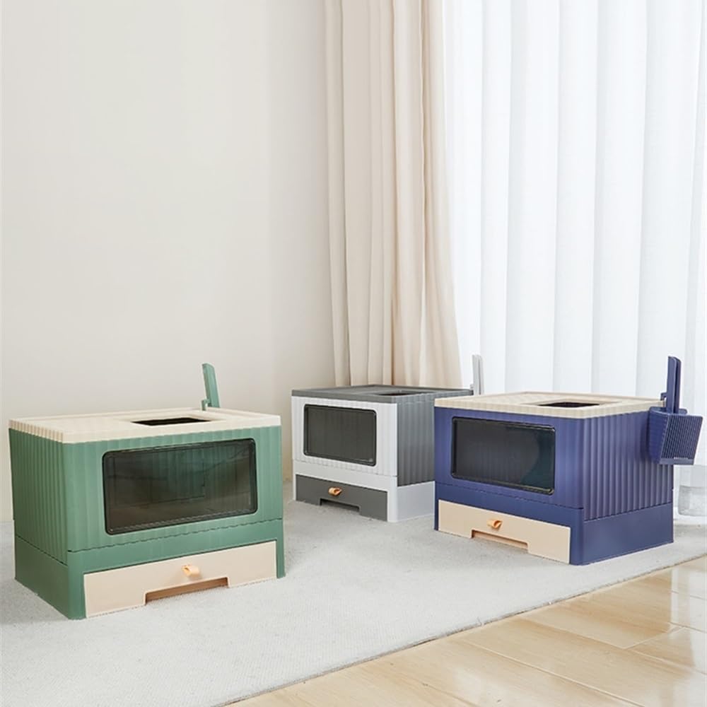 Foldable Top Entry Cat Litter Box with Lid Y402614