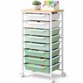 Green 8 Drawer Rolling Storage Cart W3204