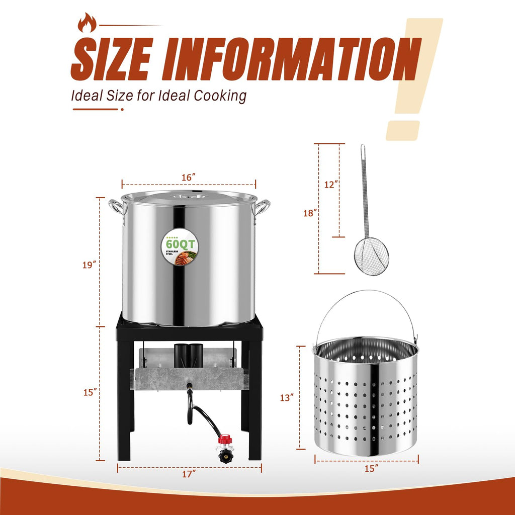 Stainless Steel 60QT Crawfish Boiler with Cover & Skimmer Z13876