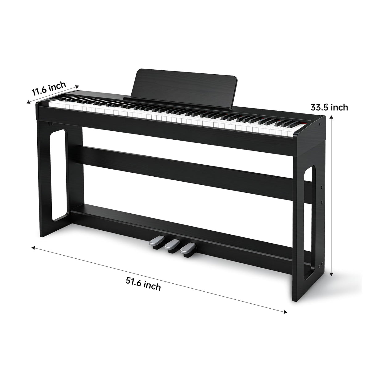 88 Key Weighted Digital Piano with Furniture Stand and Triple Pedal C95874