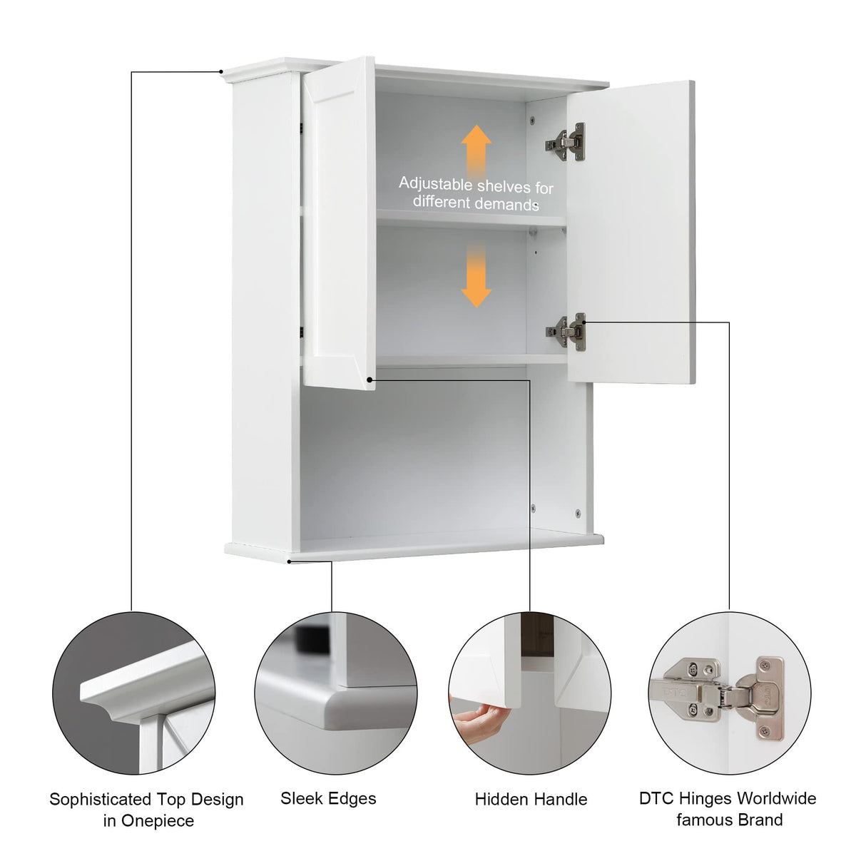 Bathroom Wall Medicine Cabinet with Soft-Close Hinges T128