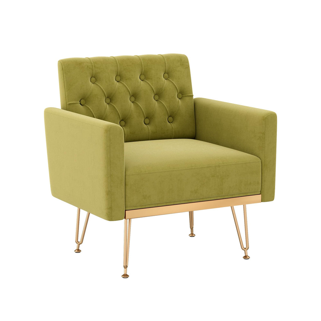 Green Velvet Accent Chair with Arm J433