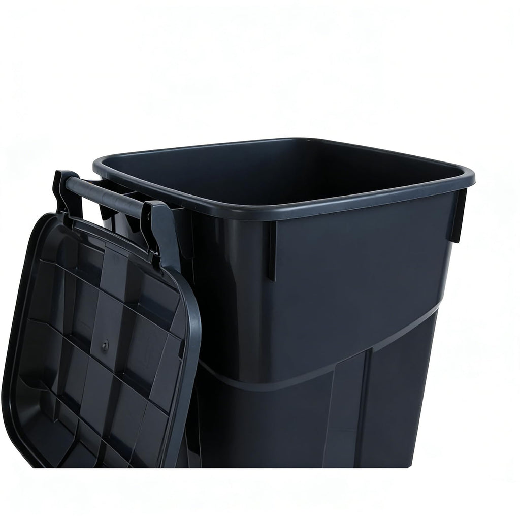 32 Gallon Plastic Outdoor Trash Can with Lid & Wheels J67889