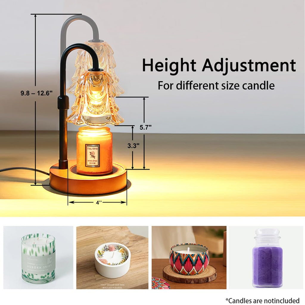 Candle Warmer Lamp with Timer Dimmer Adjustable Height Black B1234