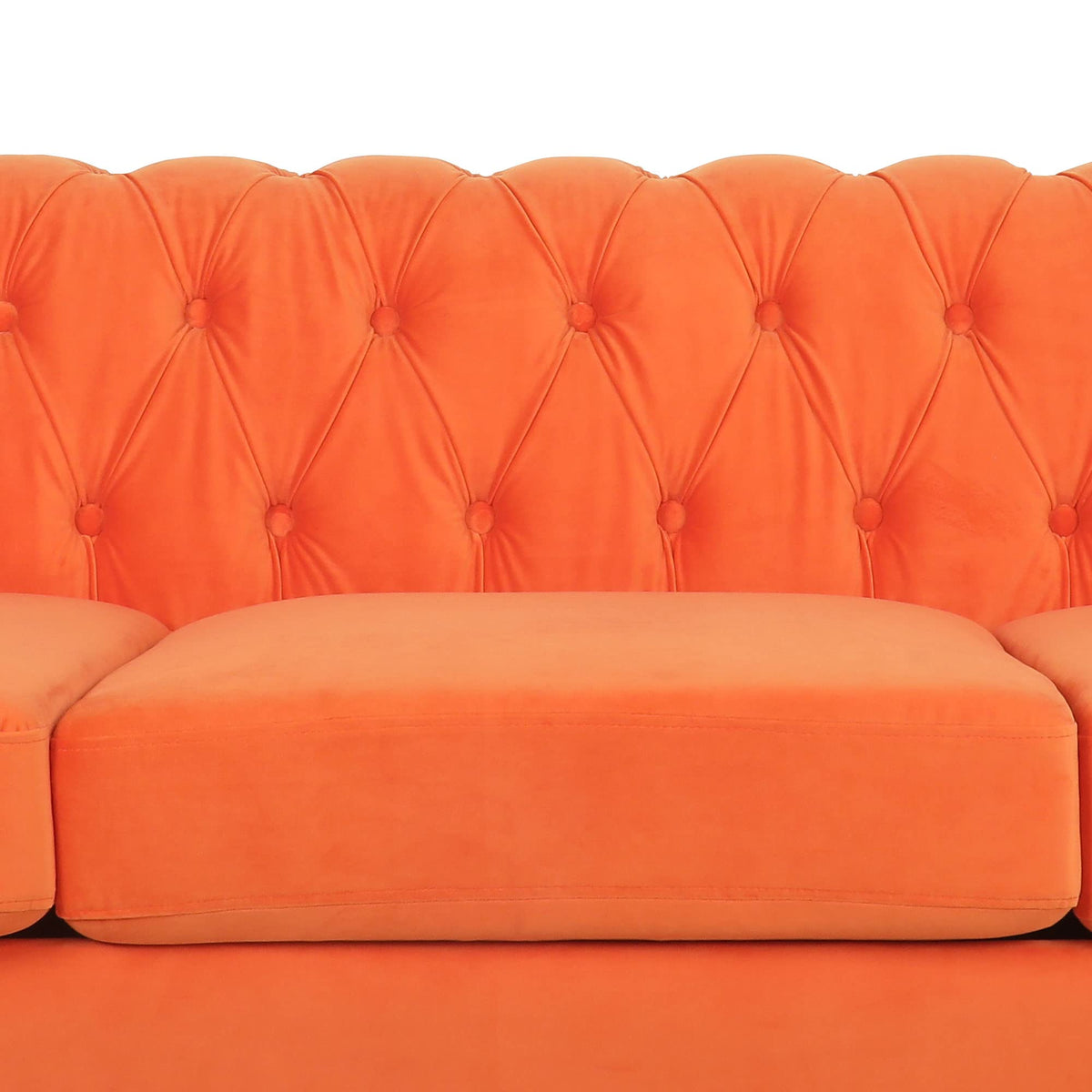 Orange Velvet 3 Seat Sofa S263