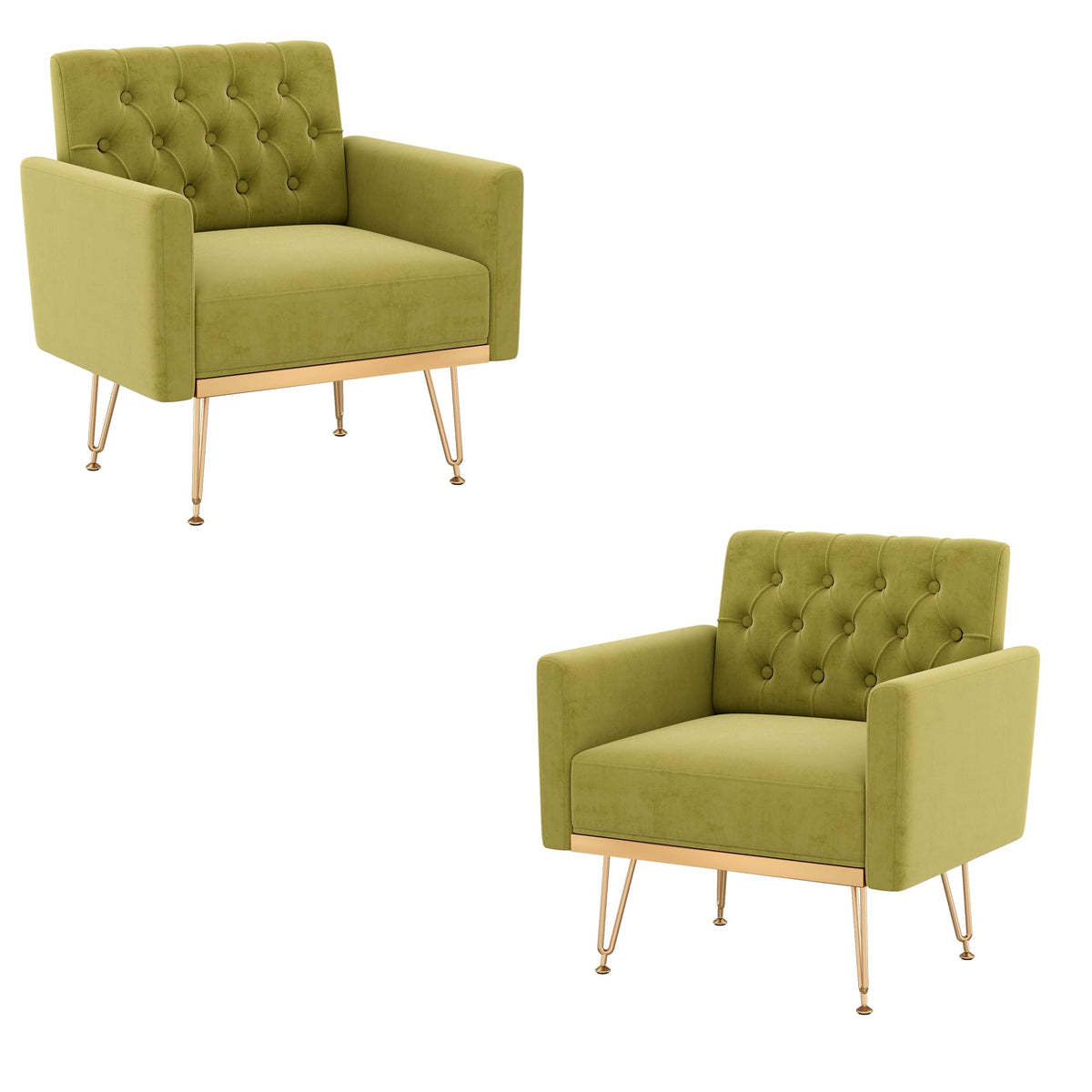 Green Velvet Accent Chair with Arm J433