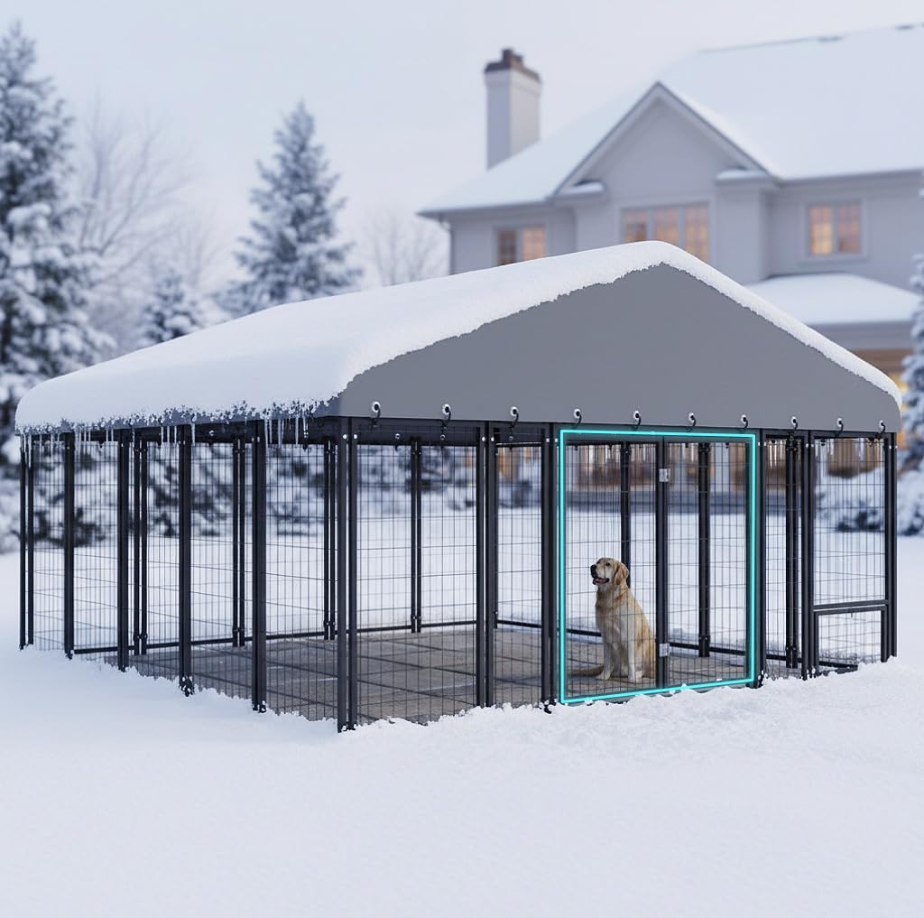 10X10FT Double Door Dog Kennel with Roof J738