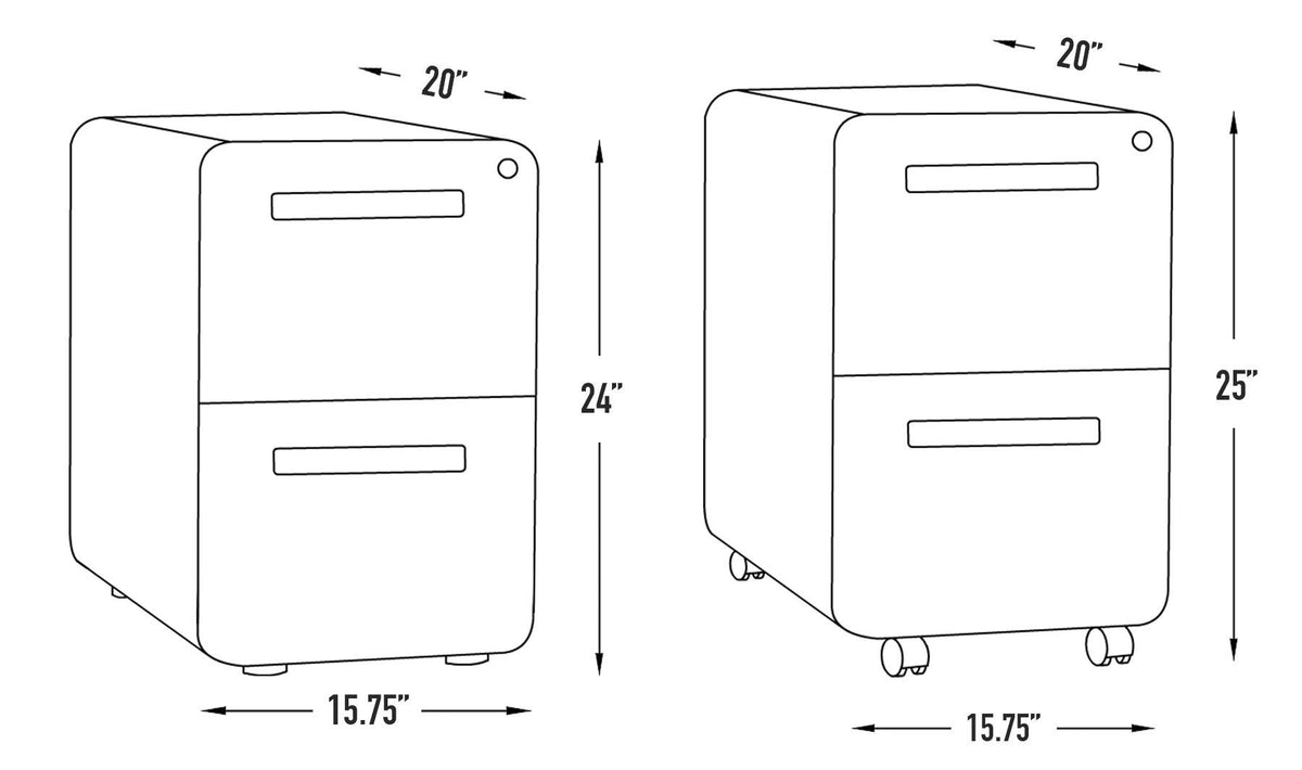 White 2 Drawer Mobile File Cabinet with Lock J973804