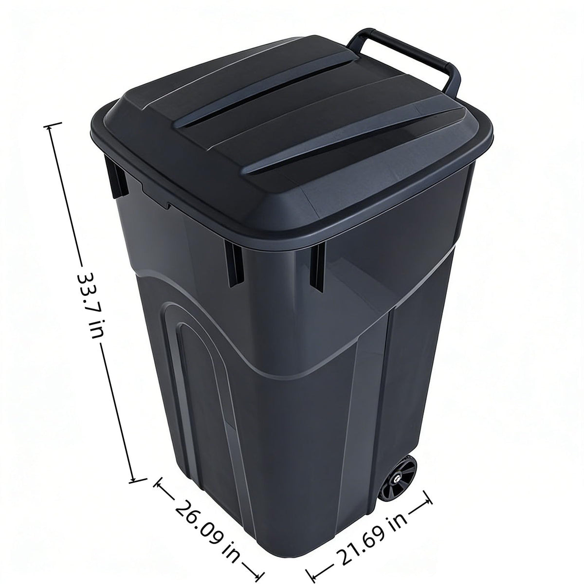 32 Gallon Plastic Outdoor Trash Can with Lid & Wheels J67889