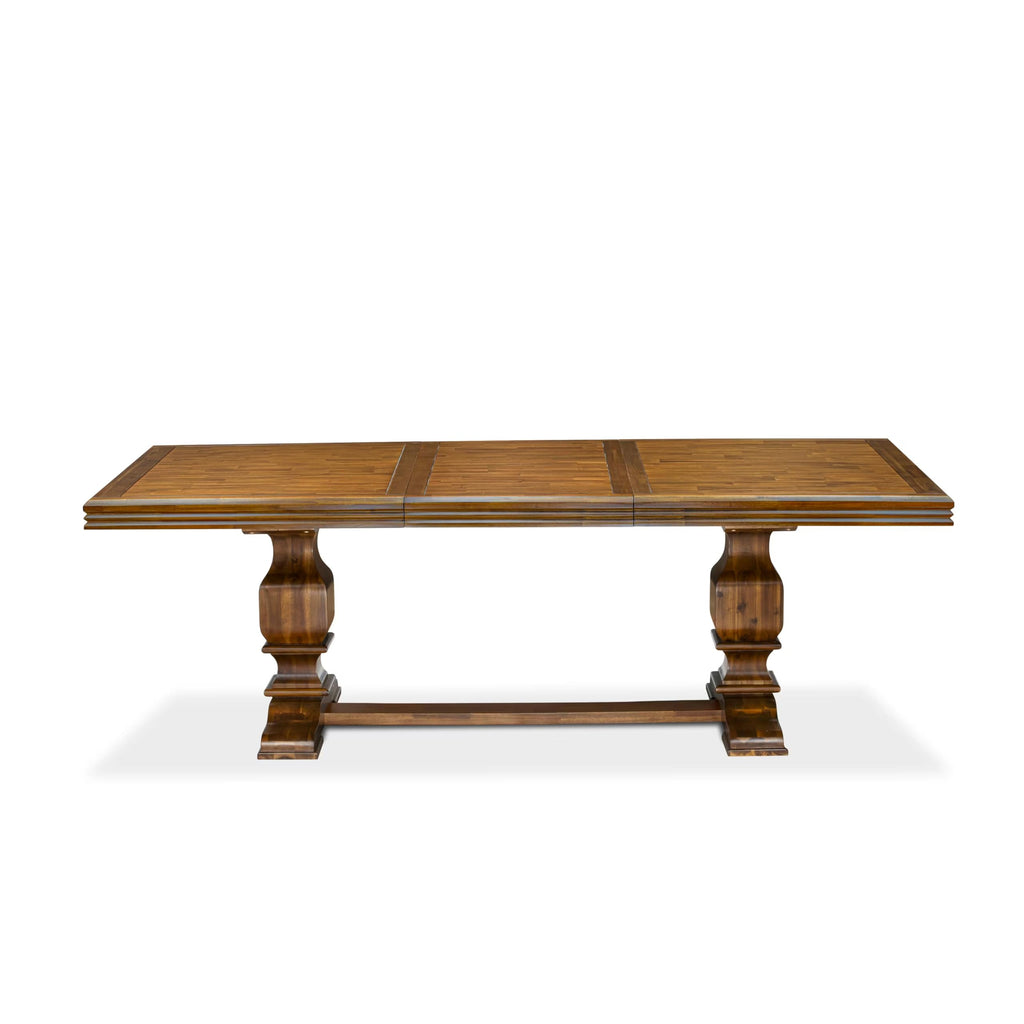 9 Piece Dining Table Set with 8 Beige Fabric Chairs D34025