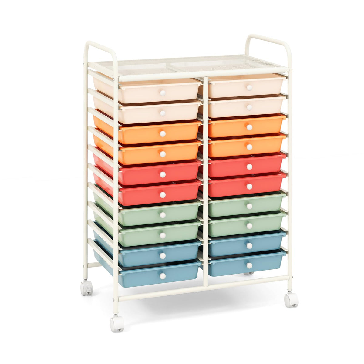 20 Drawer Rolling Storage Cart with Lockable Wheels S201513