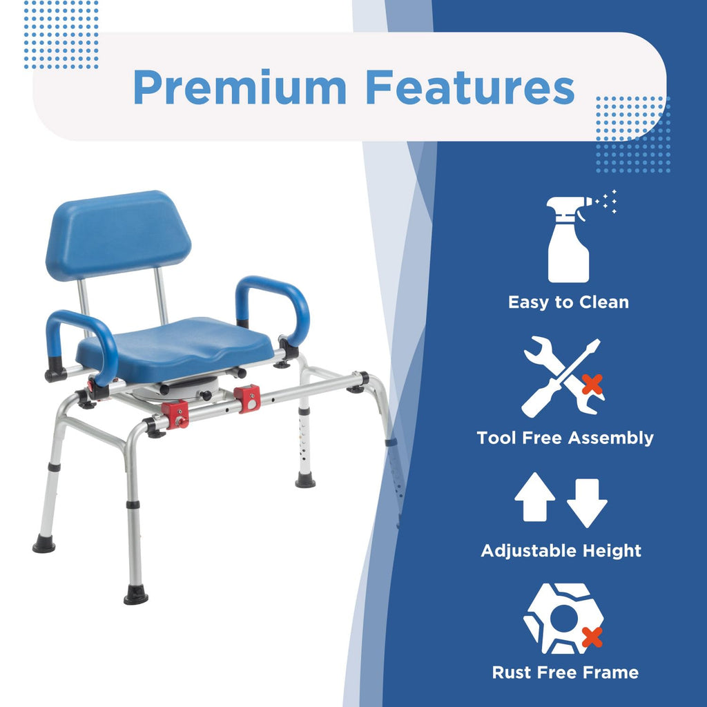 Rotating Transfer Bench with Padded Seat and Arms O750