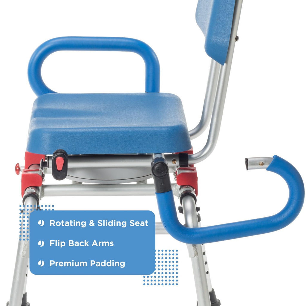 Rotating Transfer Bench with Padded Seat and Arms O750