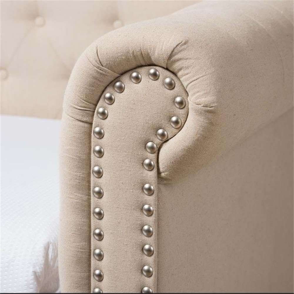 Light Beige Upholstered Twin Daybed with Trundle P80889