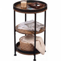 Round Side Table with 3 Storage Shelves Q308