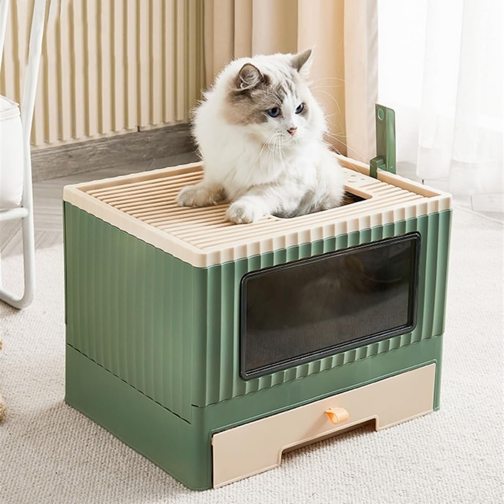 Foldable Top Entry Cat Litter Box with Lid Y402614
