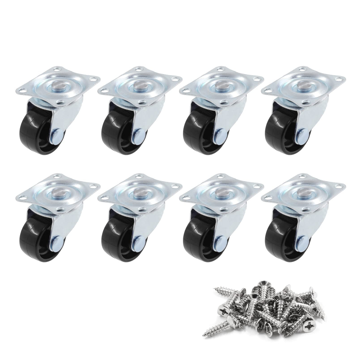 1 inch Swivel Caster Wheels Rubber Base, 8pcs S37625