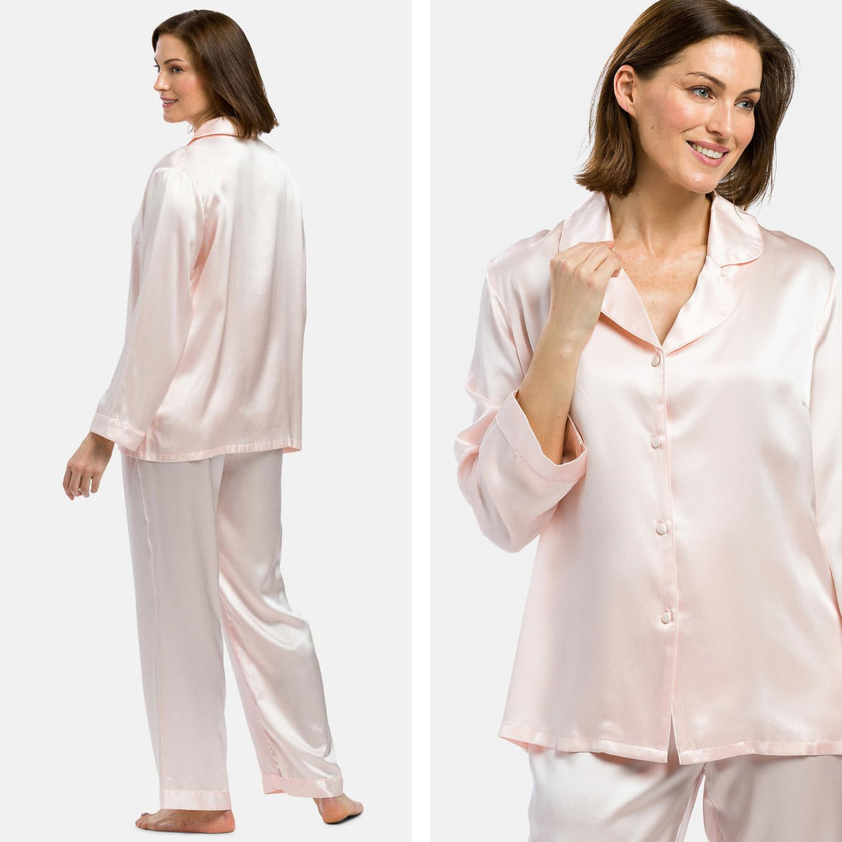 Women's 100% Mulberry Silk Long Pajama Set D49784