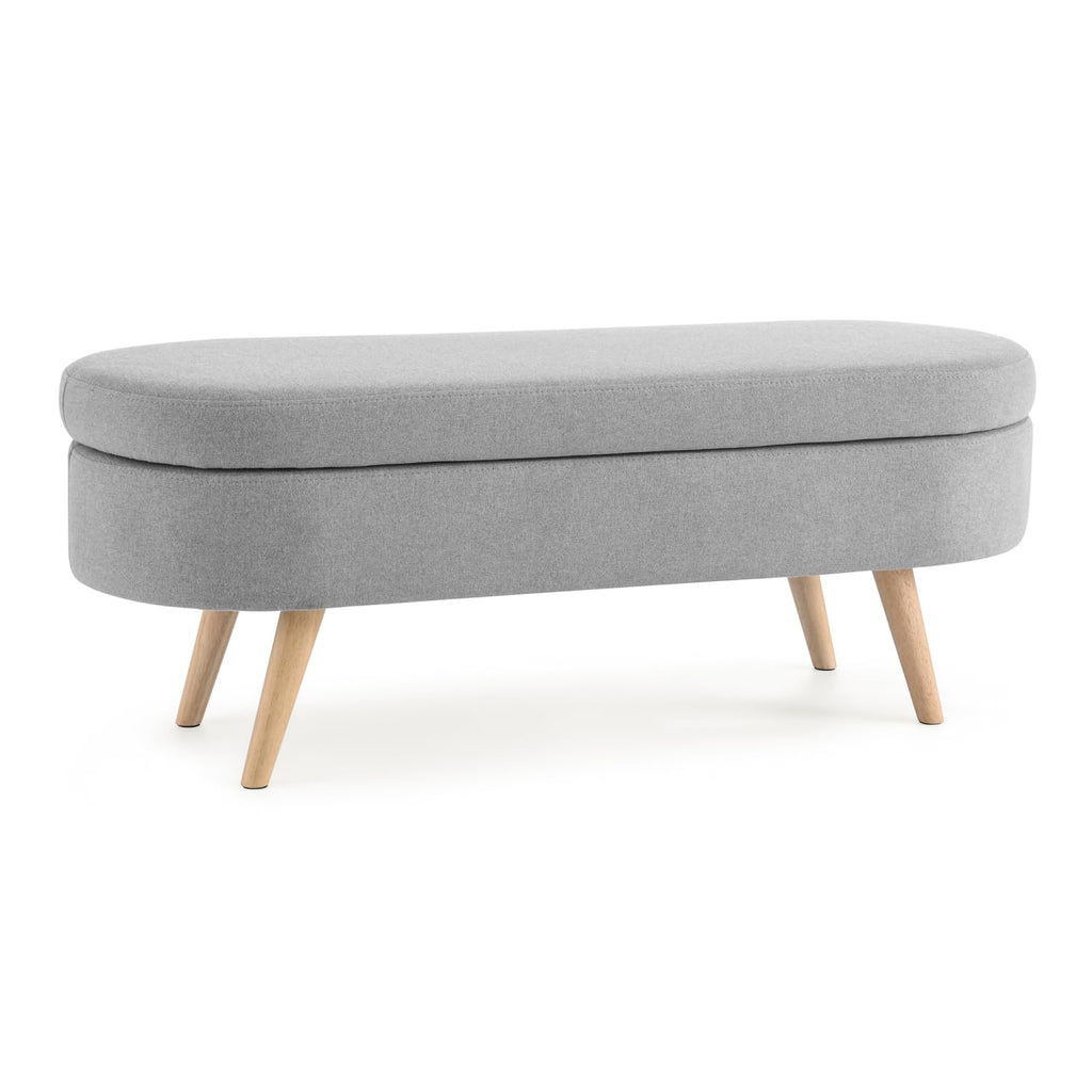 Oval Storage Bench with Rubber Wood Legs Q933216