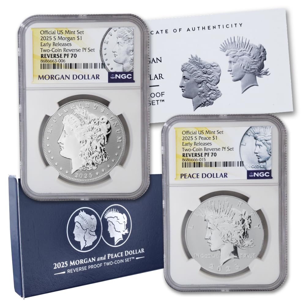 Set of 2 American Silver Morgan and Peace Dollar R684