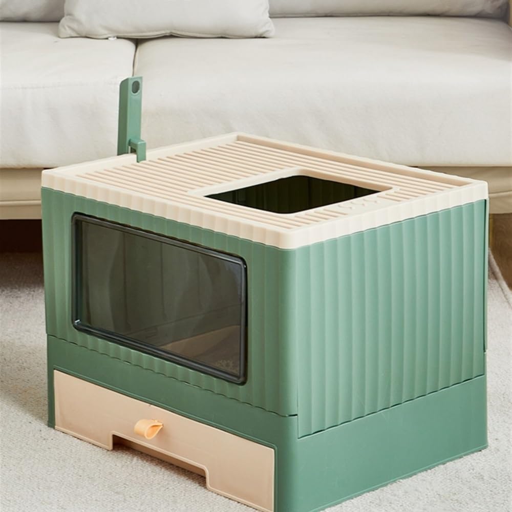 Foldable Top Entry Cat Litter Box with Lid Y402614