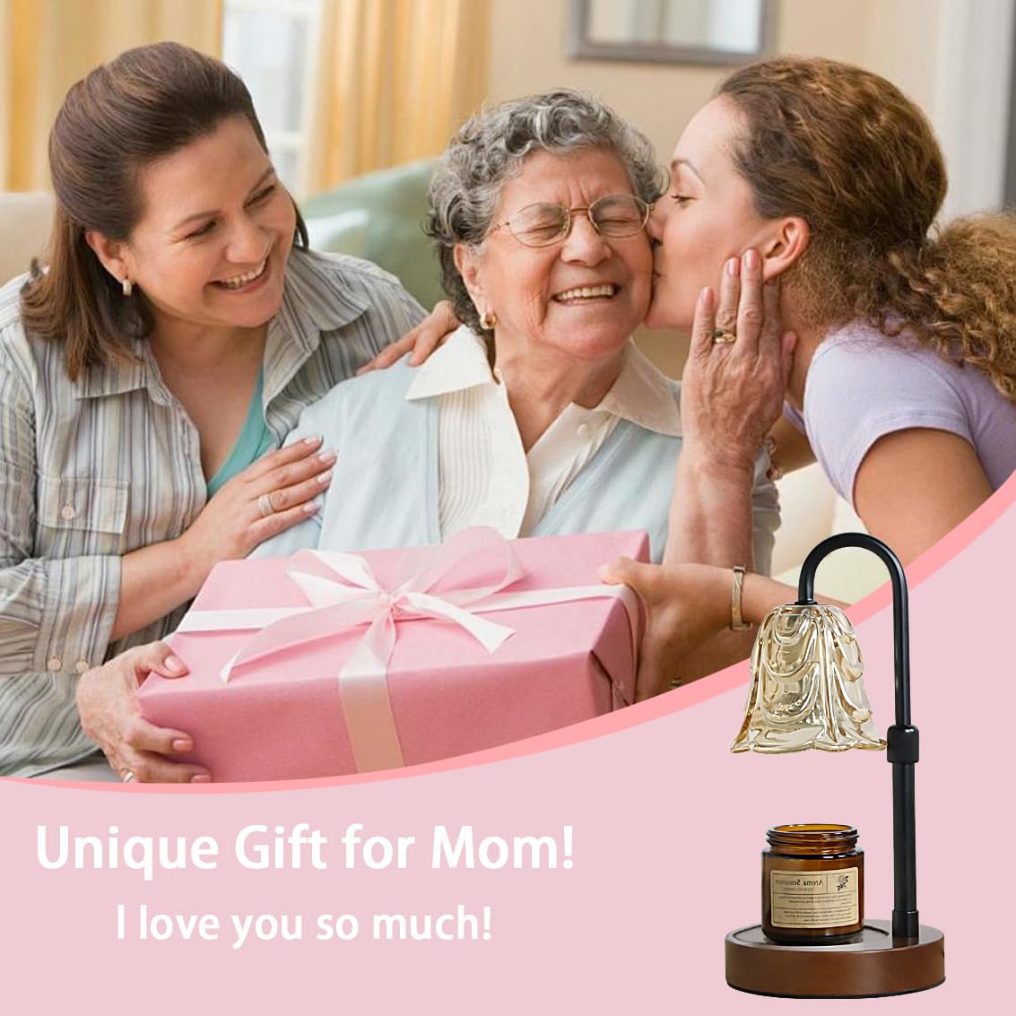 Candle Warmer Lamp with Timer Dimmer Adjustable Height Black B1234