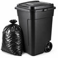 50 Gallon Wheeled Plastic Trash Can with Lid and Handle H879