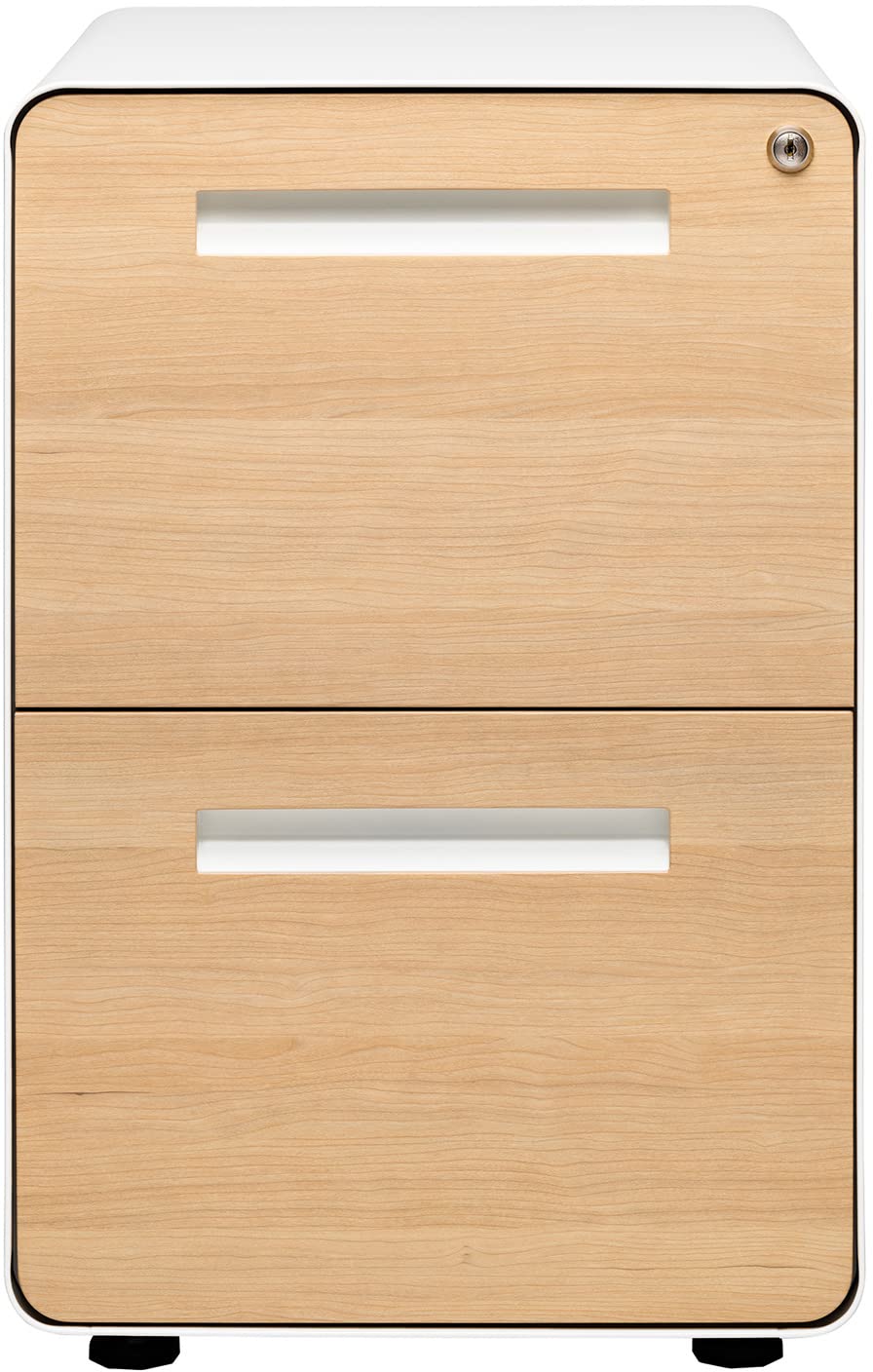White 2 Drawer Mobile File Cabinet with Lock J973804