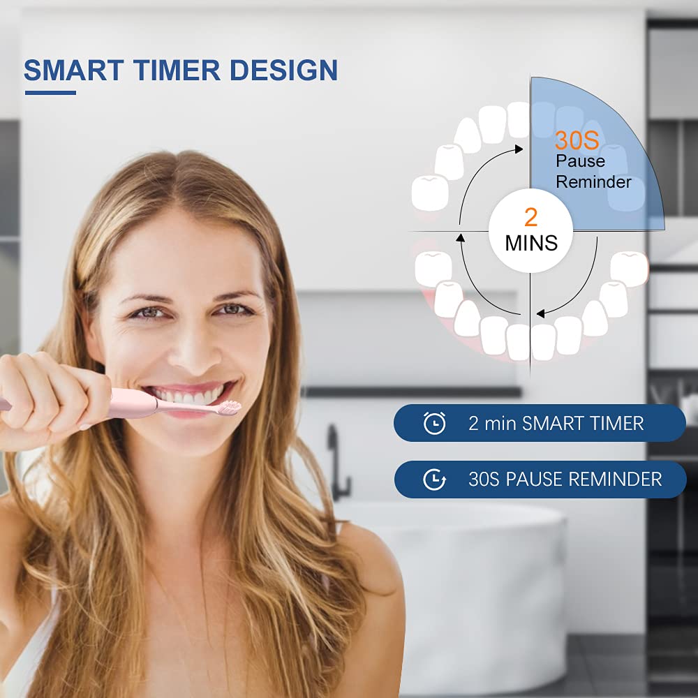 2 Pack Rechargeable Electric Toothbrushes with 8 Brush Heads A46745
