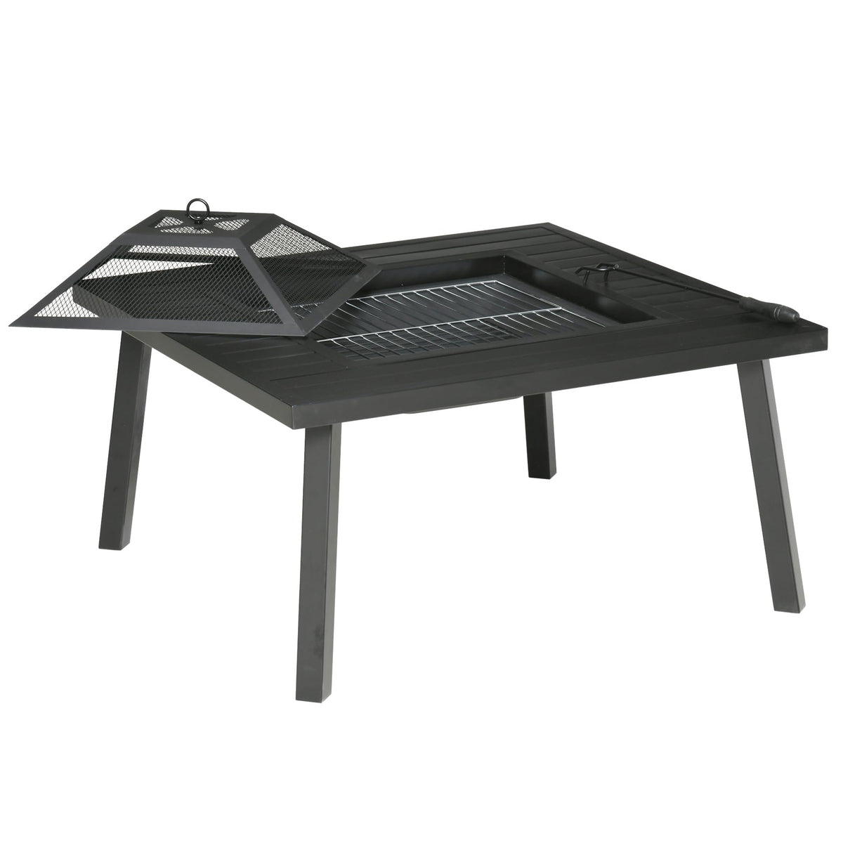 34 in Black Fire Pit with Grill K9907
