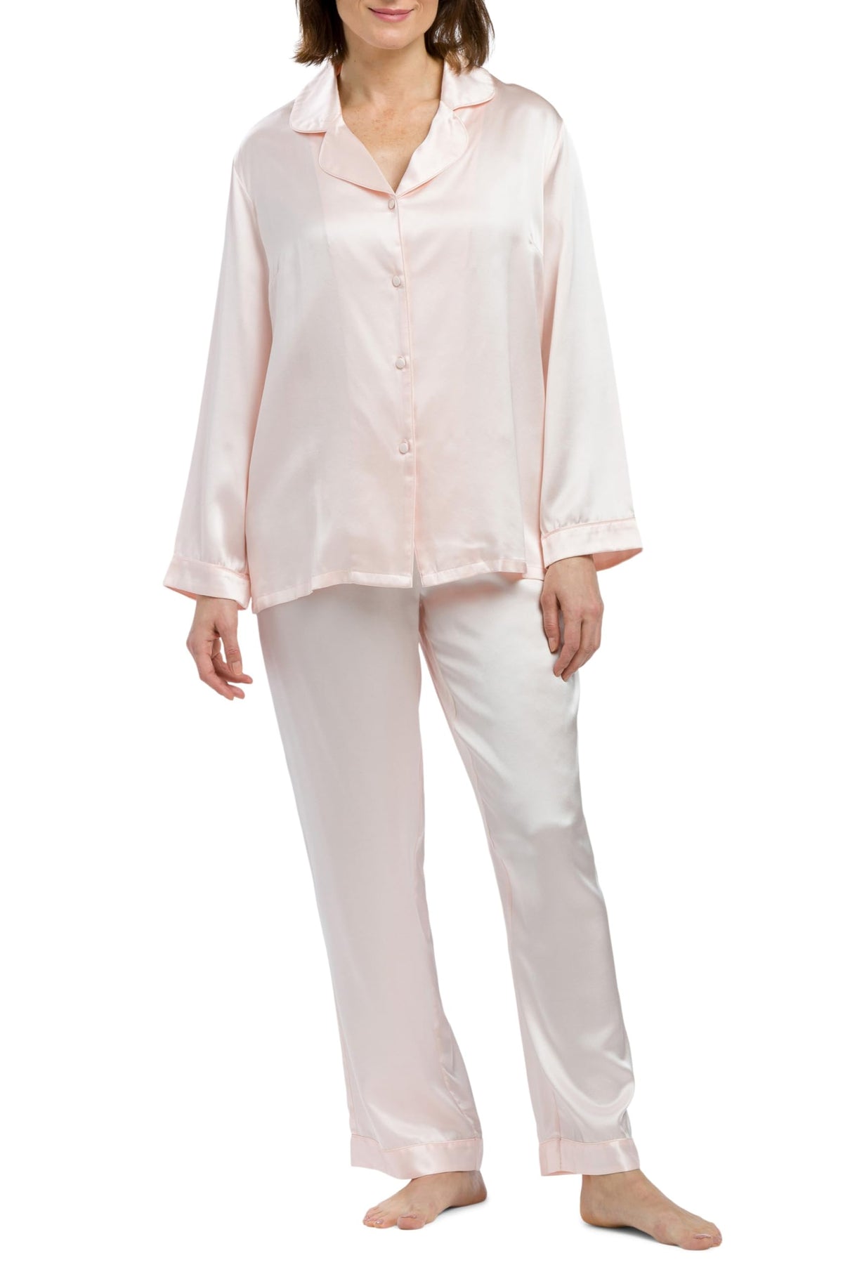 Women's 100% Mulberry Silk Long Pajama Set D49784