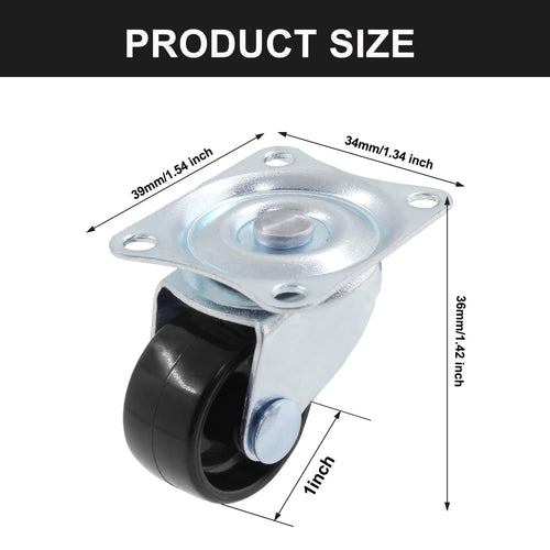 1 inch Swivel Caster Wheels Rubber Base, 8pcs S37625