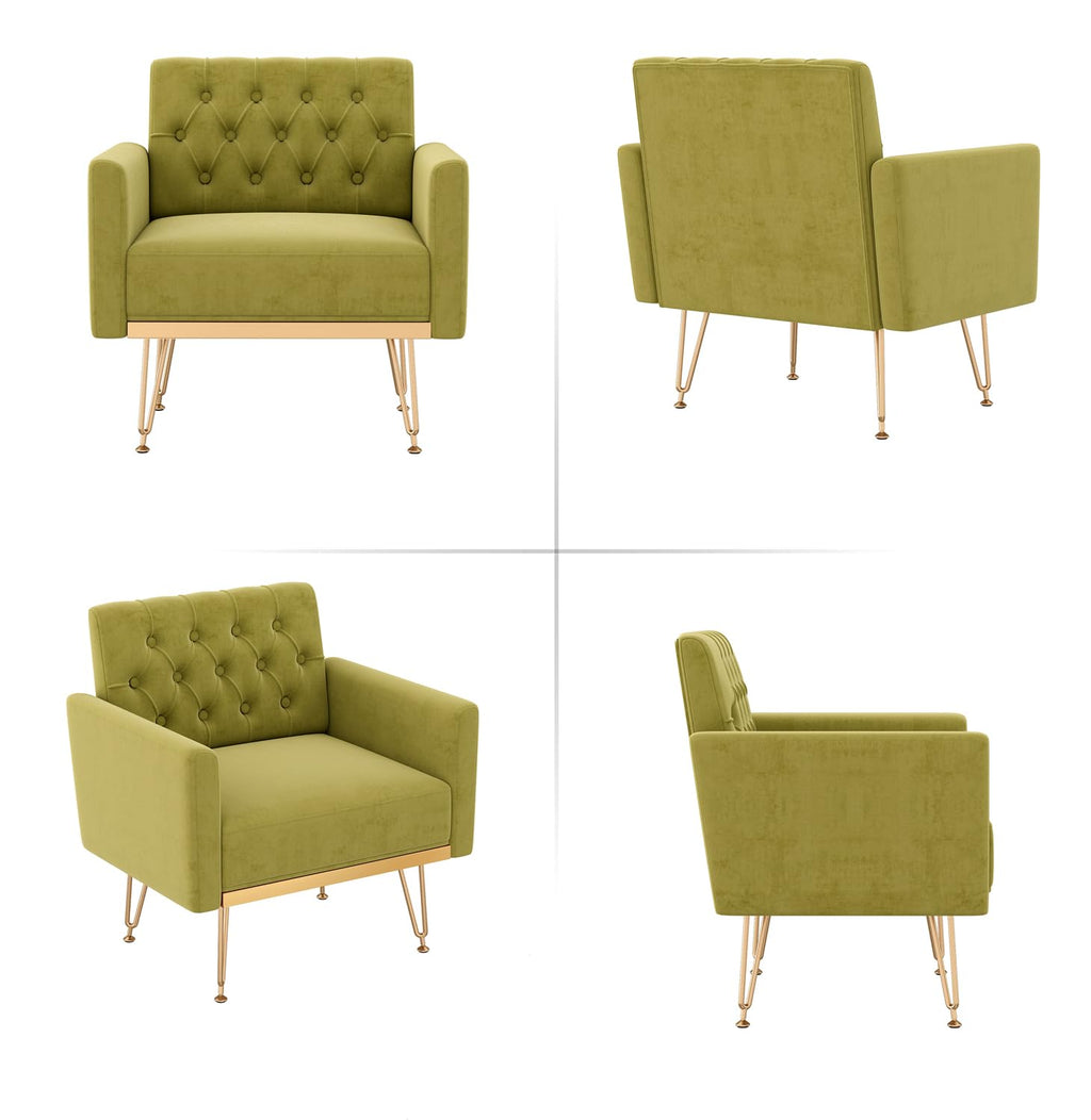 Green Velvet Accent Chair with Arm J433