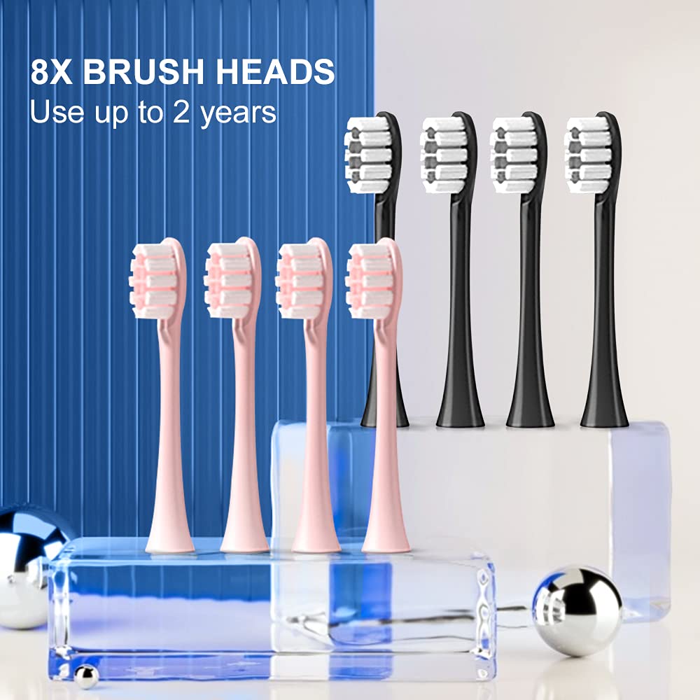 2 Pack Rechargeable Electric Toothbrushes with 8 Brush Heads A46745