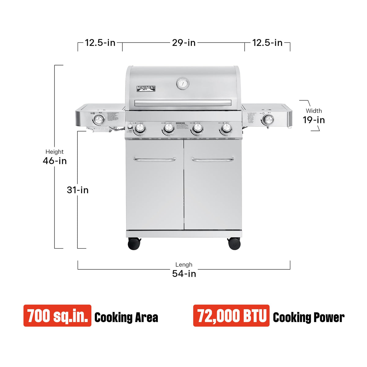 4+2 Burner Propane Gas Grill Stainless Steel S806