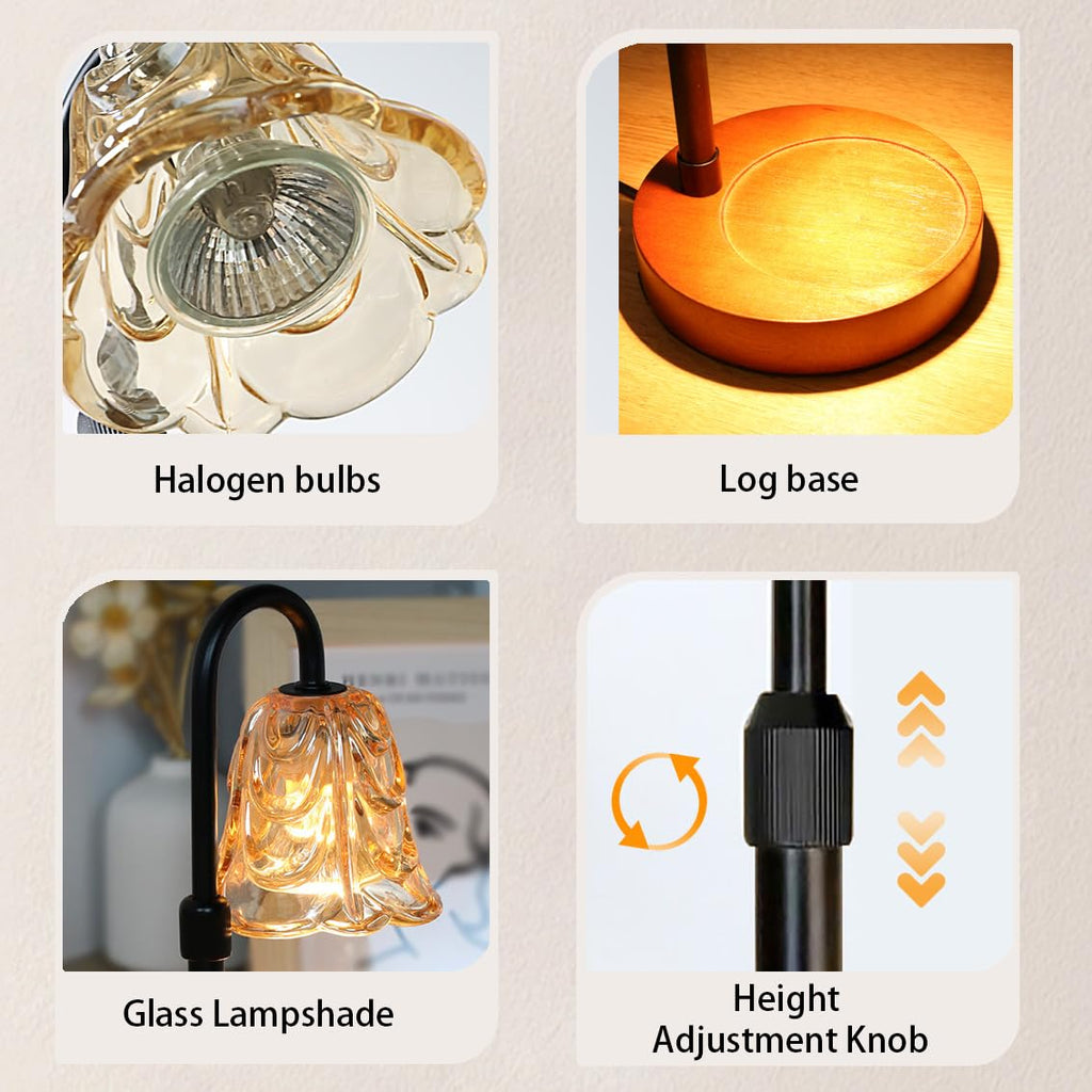 Candle Warmer Lamp with Timer Dimmer Adjustable Height Black B1234